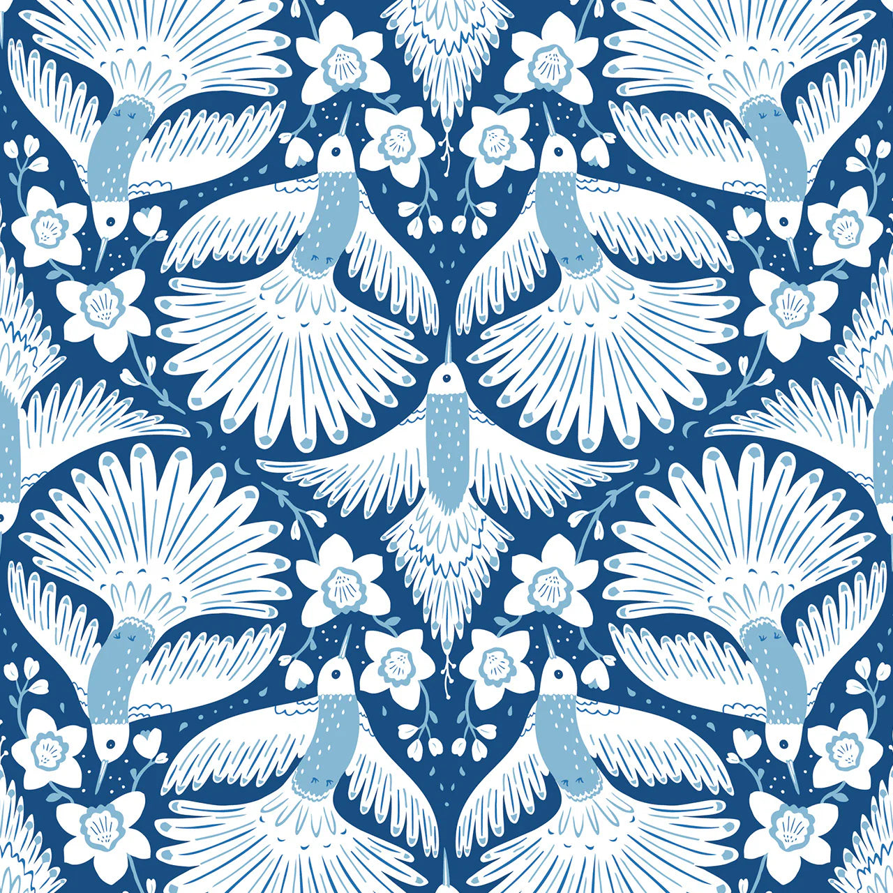 Sapphire Skies- Hummingbirds on Sapphire